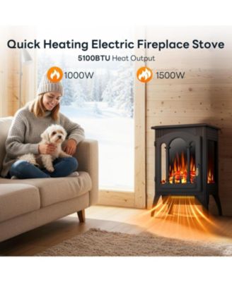 1000W/1500W Metal Freestanding Adjustable Flame Electric Fireplace Stove