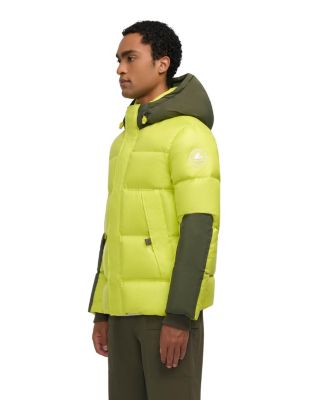 Men's Nuray Mixed Media Color Block Puffer with Fixed Hood