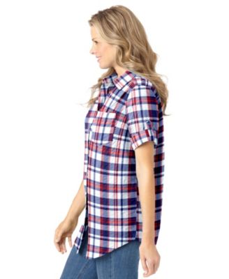 Women's Within Short-Sleeve Button Down Seersucker Shirt