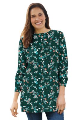 Women's Within Long-Sleeve Crewneck Soft Waffle Knit Thermal Shirt