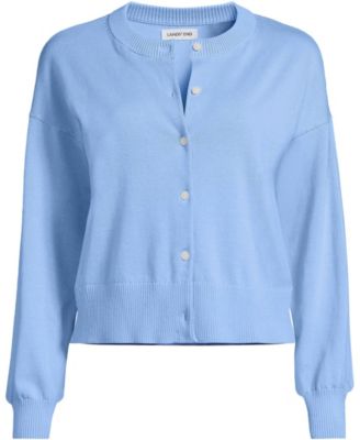 Women's Cropped Fine Gauge Crew Neck Cardigan Sweater