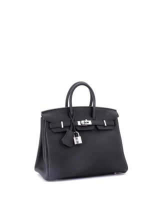 Pre-Owned HERMES Birkin 25 Handbag Black Togo with Palladium Hardware
