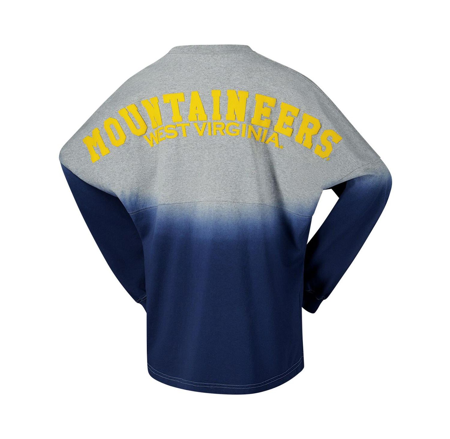 Men's and Women's Navy/Gray West Virginia Mountaineers Ombre Long Sleeve T-Shirt