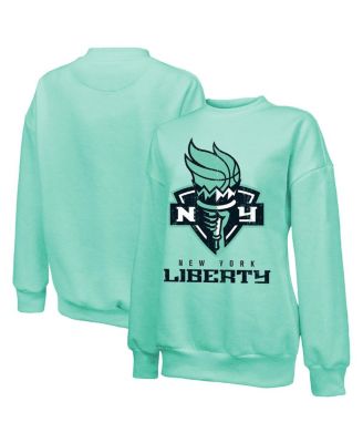 Majestic - Women's Mint New York Liberty Primary Logo Drop Shoulder Tri-Blend Pullover Sweatshirt