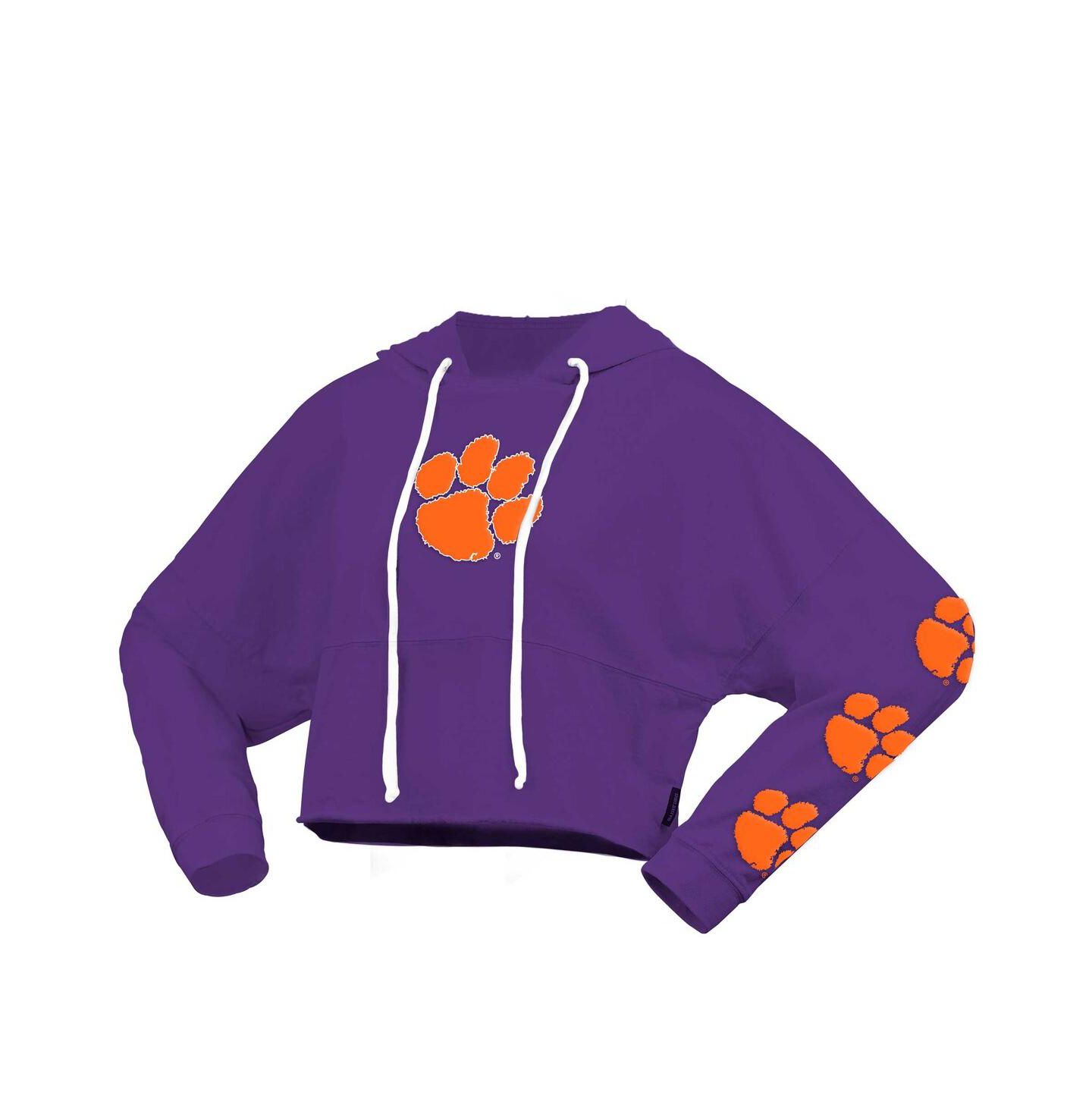 Женское худи Spirit Jersey Purple Clemson Tigers Oversized Cropped Pullover — фото 3