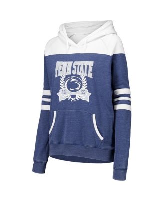 Women's Navy Penn State Nittany Lions Blitz Striped Blocked Raglan Pullover Hoodie