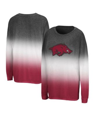 Colosseum - Women's Black Arkansas Razorbacks Winkle Dip Dye Long Sleeve T-Shirt