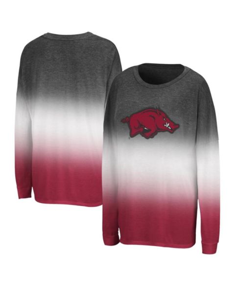 Женская футболка Colosseum Black Arkansas Razorbacks Winkle Dip Dye Long Sleeve