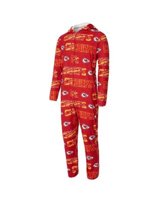 Concept Sport Men's Red Kansas City Chiefs Shuffle All-Over-Print Microfleece Full-Zip Union Suit