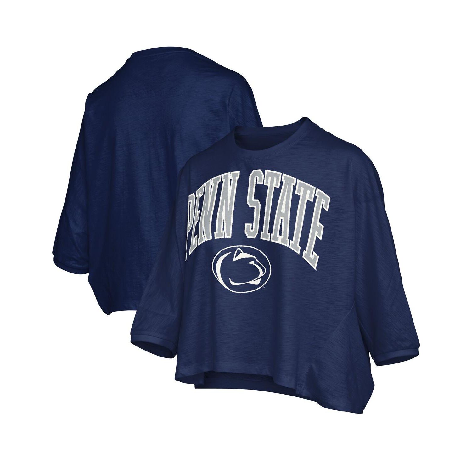 Women's Navy Penn State Nittany Lions Midi Arch Over Logo Oversized T-Shirt