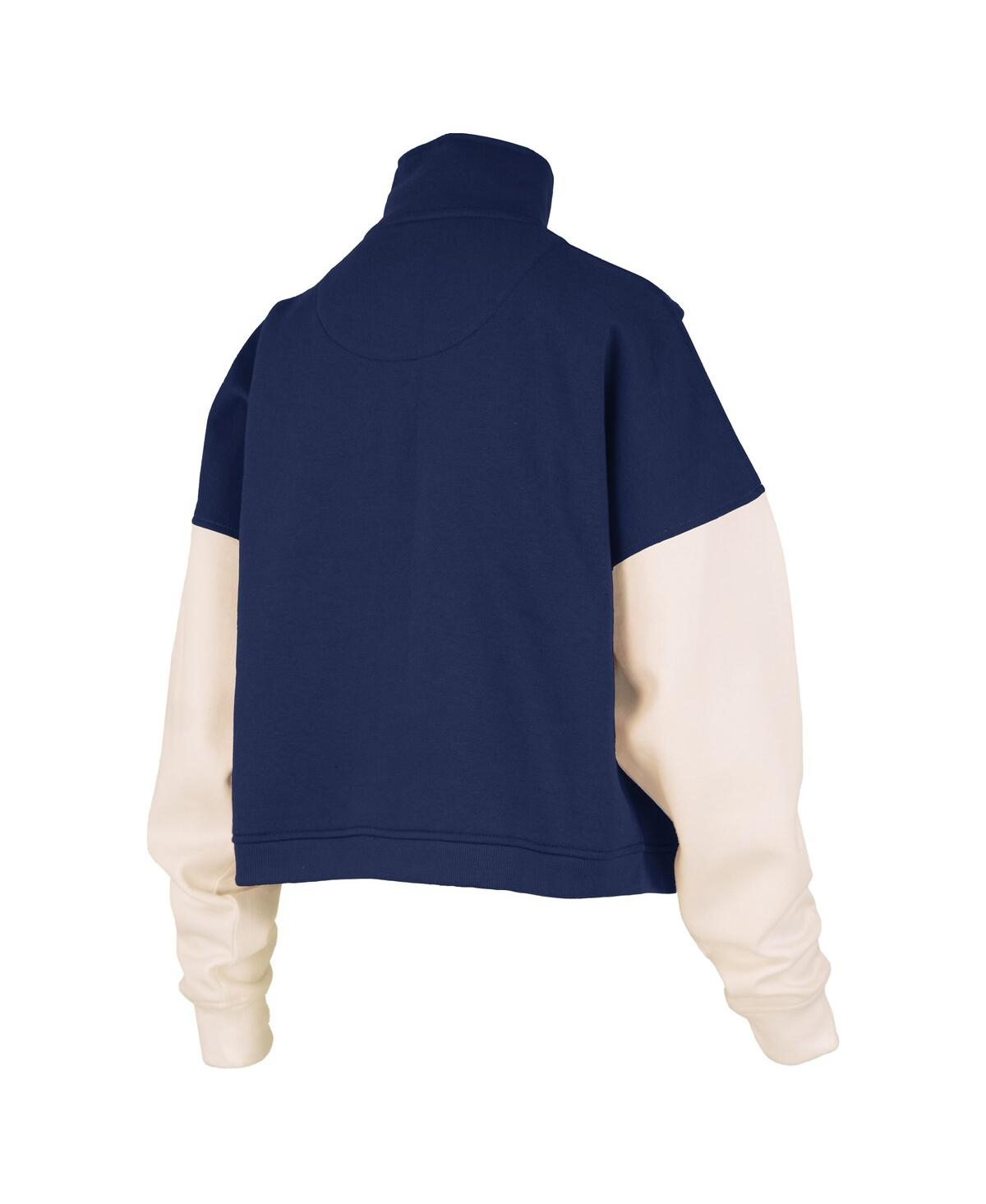 Pressbox Women's Navy Penn State Nittany Lions Ferrara Color Block Quarter-zip Sweatshirt In Blue