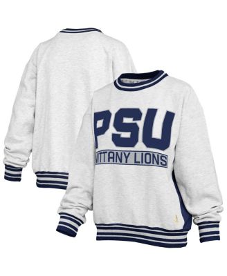 Pressbox - Women's Heather Gray/Navy Penn State Nittany Lions Endzone Crewneck Sweatshirt