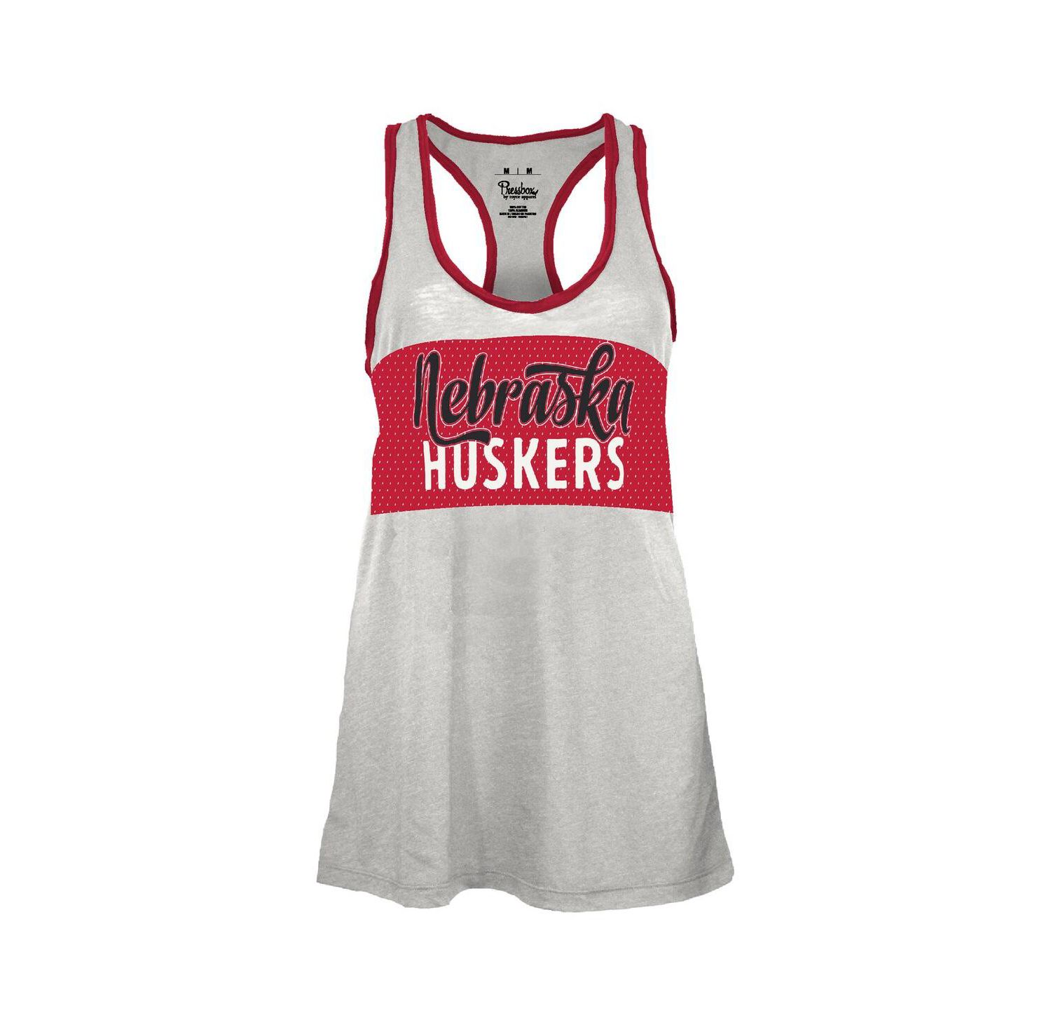 Women's White/Scarlet Nebraska Huskers Tracy Racerback Burnout Tank Top