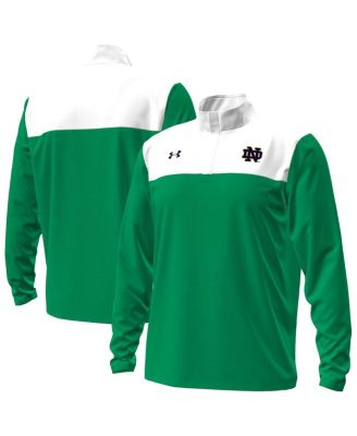 Under Armour - Men's Green/White Notre Dame Fighting Irish Green Blocked Quarter-Zip Pullover