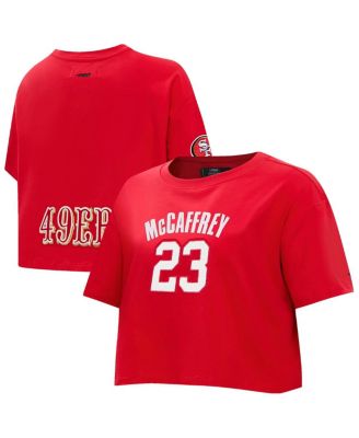Pro Standard - Women's Christian McCaffrey Scarlet San Francisco 49ers Player Name Number Cropped Boxy T-Shirt