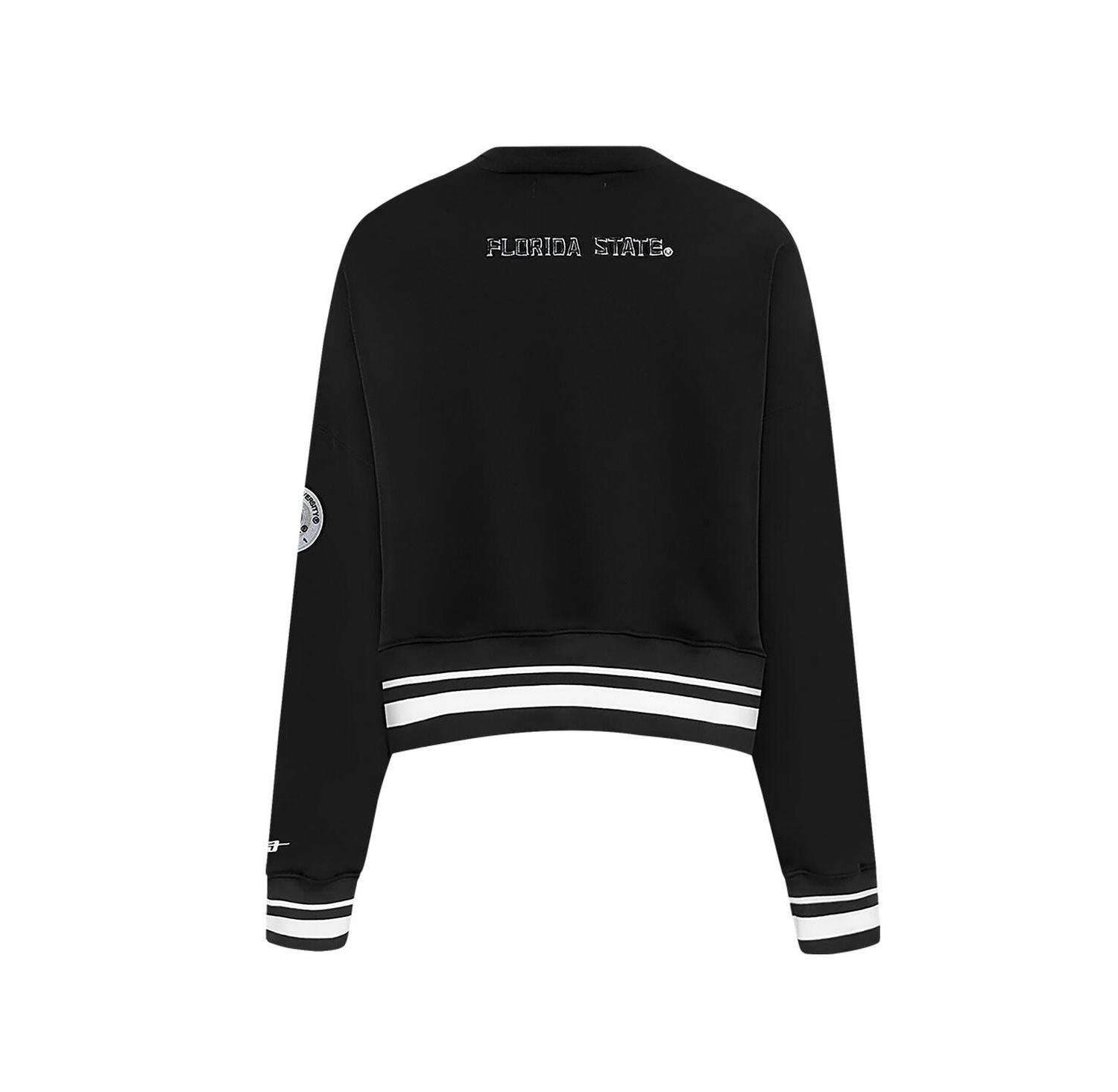 Women's Black Florida State Seminoles Cultivated-Pearl Cropped Pullover Sweatshirt