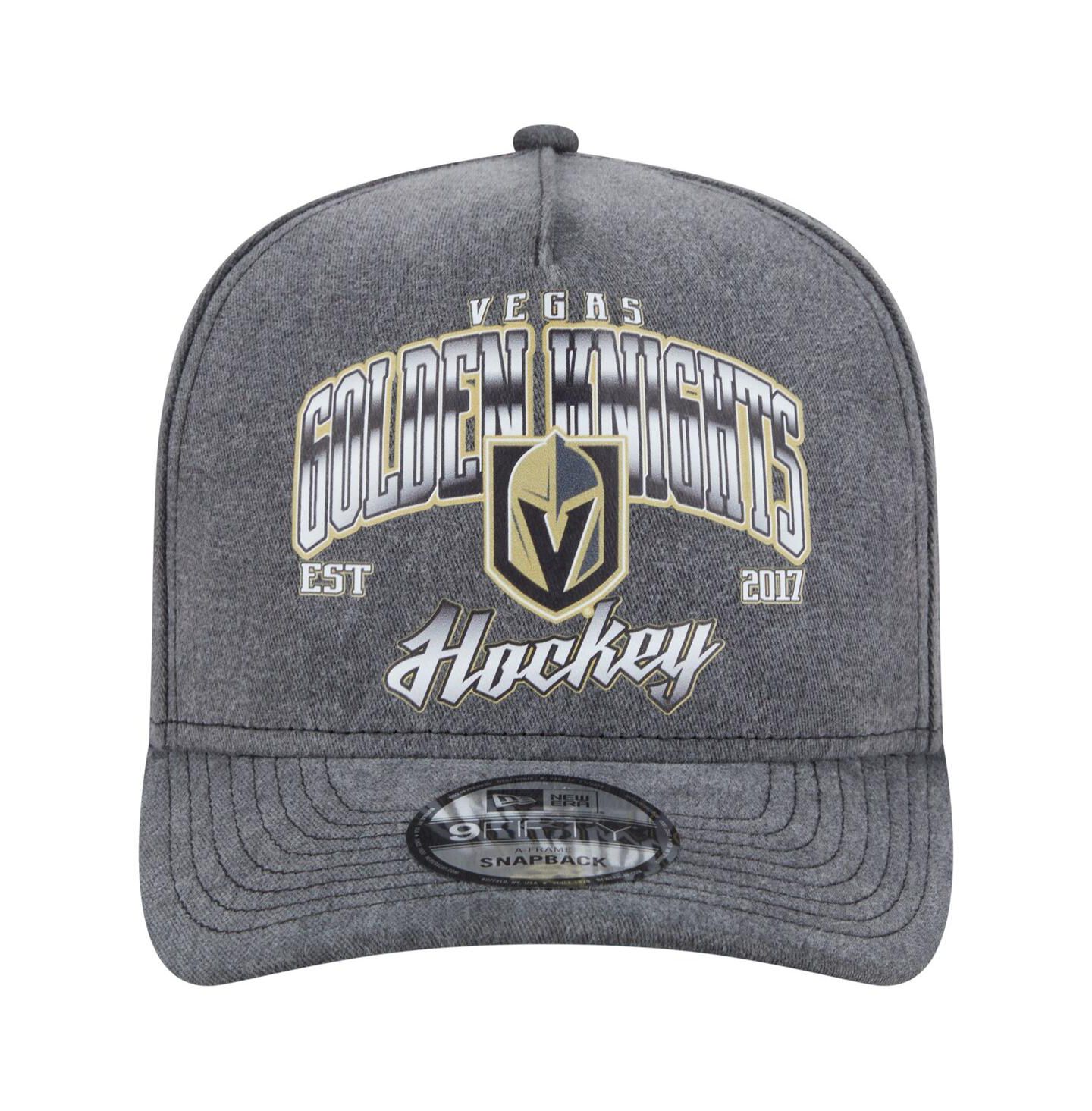 Мужская кепка New Era Charcoal Vegas Golden Knights Throwback Washed A-Frame Pre-Curved 9FIFTY Snapback Hat — фото 5
