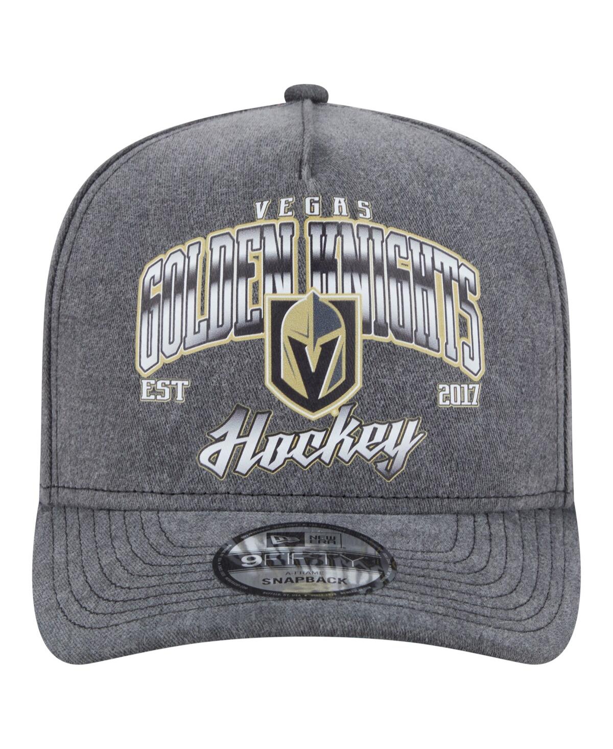 New Era Men's Charcoal Vegas Golden Knights Throwback Washed A-frame Pre-curved 9fifty Snapback Hat In Gray