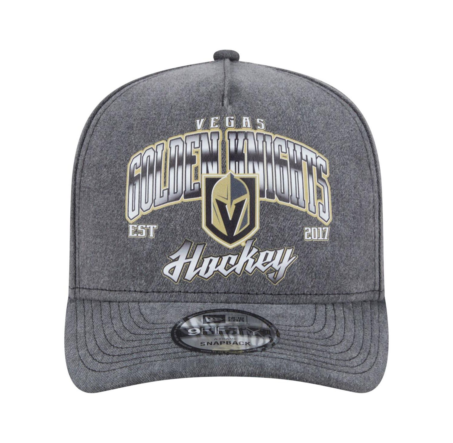 Men's Charcoal Vegas Golden Knights Throwback Washed A-Frame Pre-Curved 9FIFTY Snapback Hat