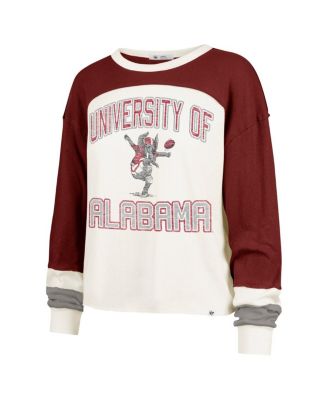 Women's Cream Alabama Crimson Tide Double Header Curve Raglan Long Sleeve T-Shirt