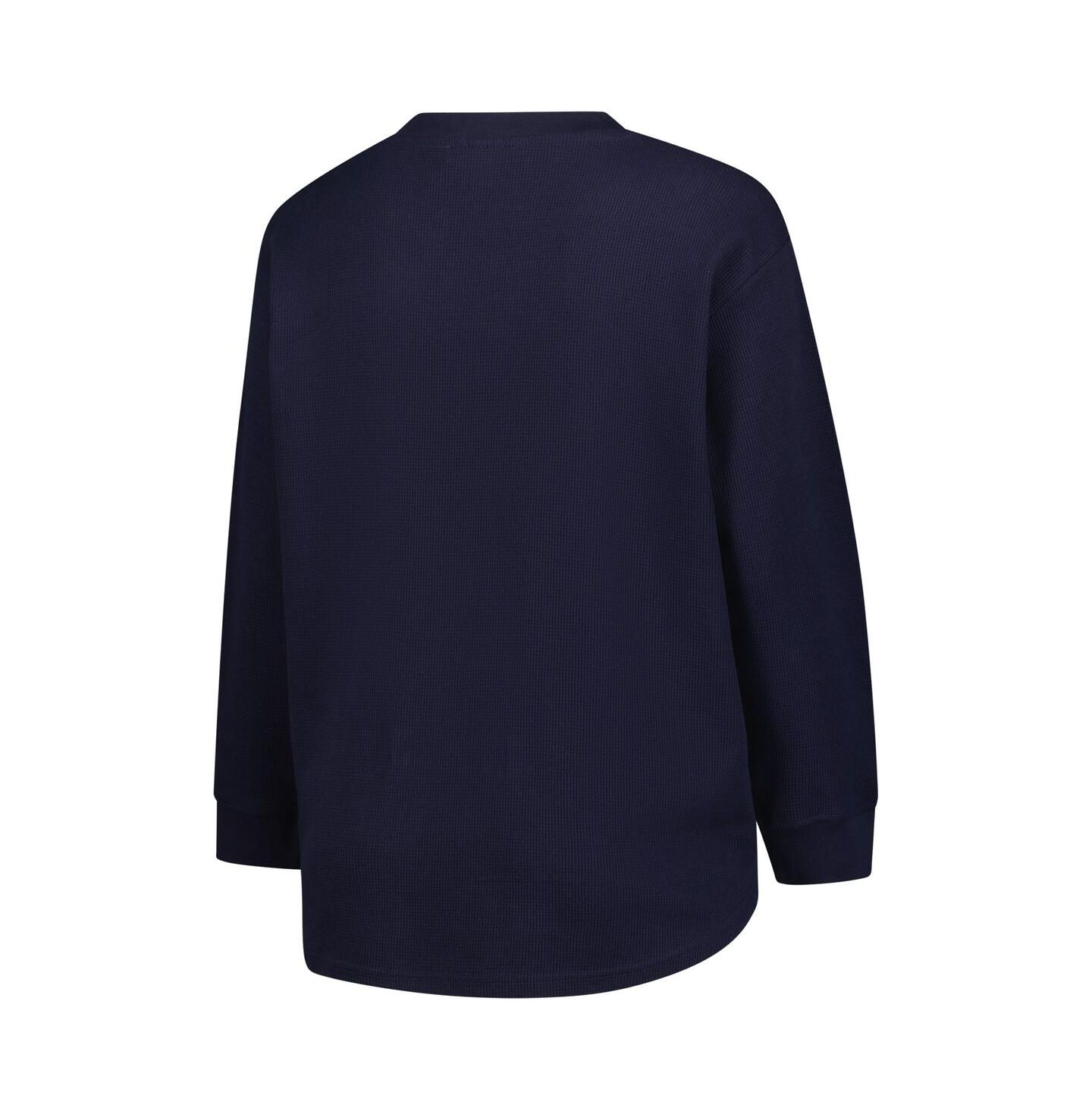 Женская футболка Fanatics Navy Michigan Wolverines Lace-Up Waffle Knit Plus Size Long Sleeve — фото 2