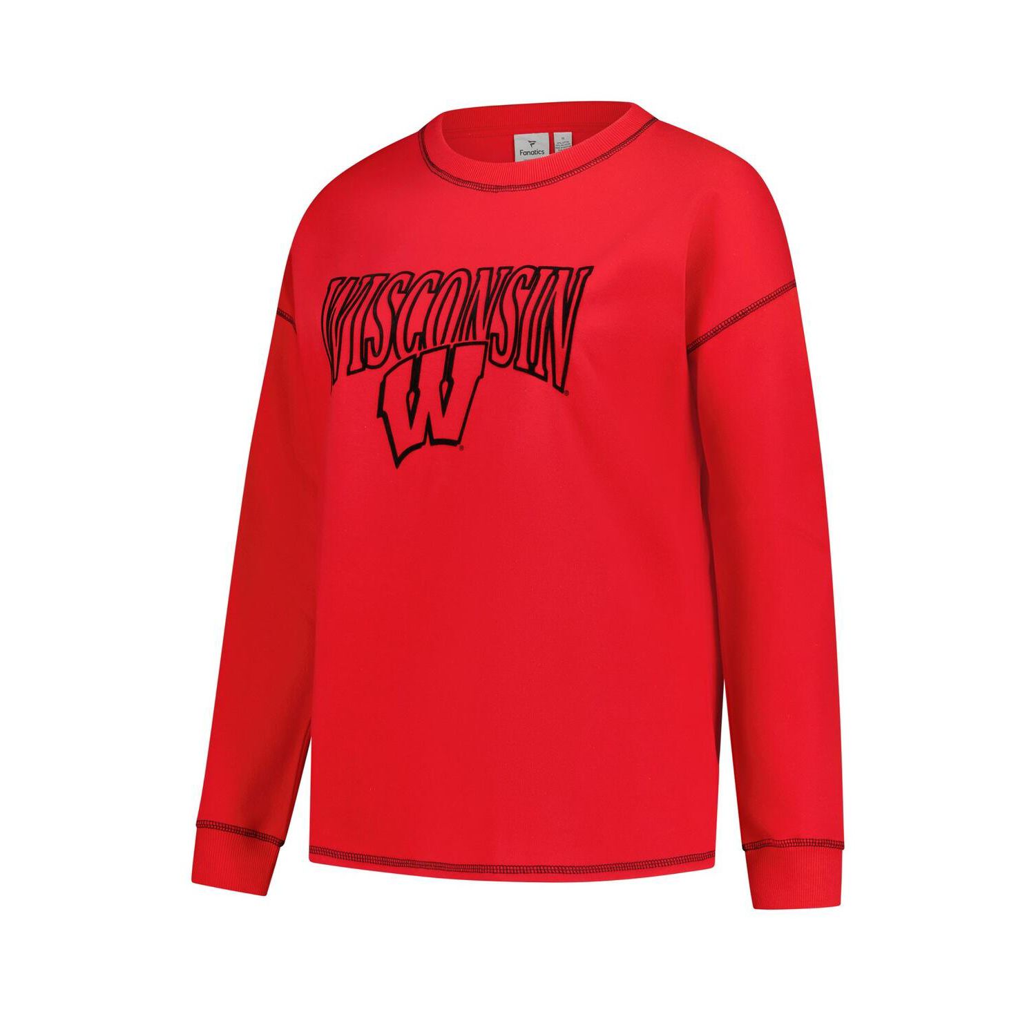 Women's Red Wisconsin Badgers Plus Size Contrast Stitch Sweatshirt