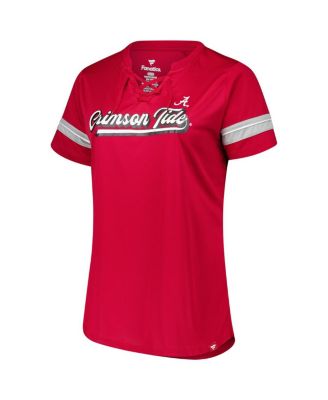 Women's Crimson Alabama Crimson Tide Plus Size Overtime Readiness Lace-Up T-Shirt