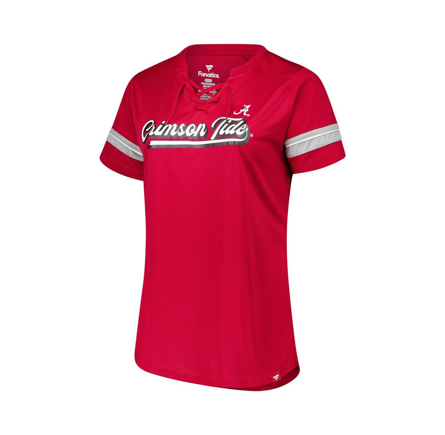 Women's Crimson Alabama Crimson Tide Plus Size Overtime Readiness Lace-Up T-Shirt