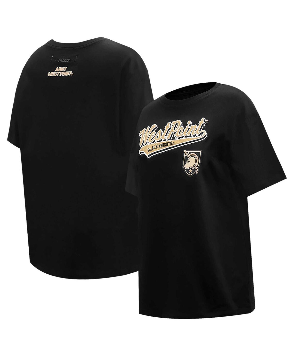 Pro Standard Women's Black Army Black Knights Script Tail Oversized Boyfriend T-shirt In Black