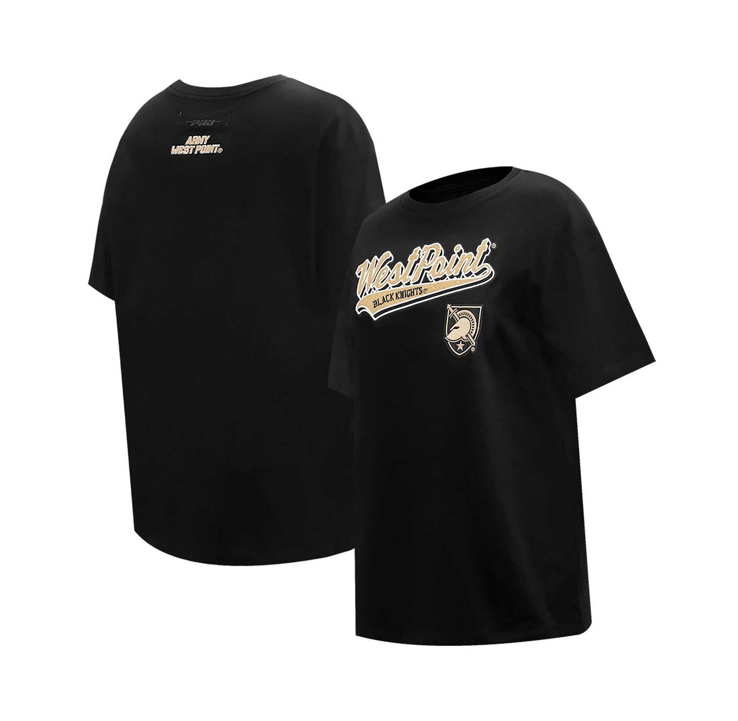 Women's Black Army Black Knights Script Tail Oversized Boyfriend T-Shirt