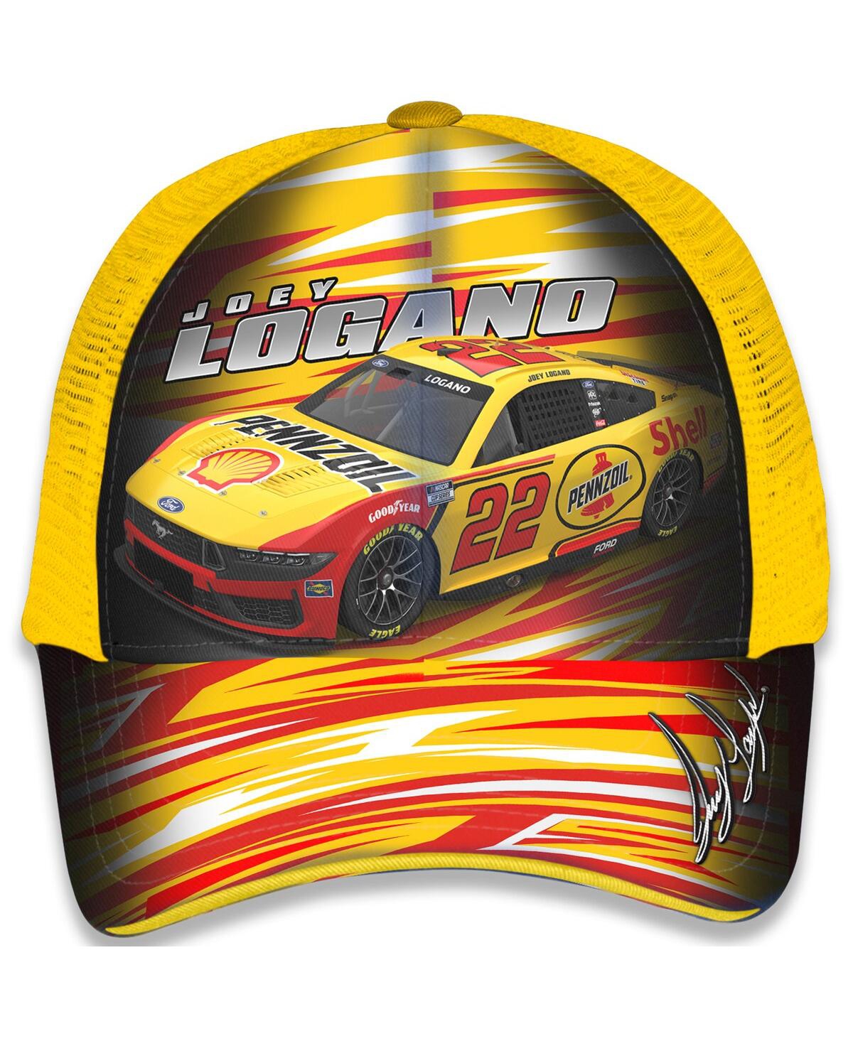 Checkered Flag Sports Big Boys And Girls Yellow Joey Logano Shell-pennzoil Adjustable Trucker Hat In Yellow