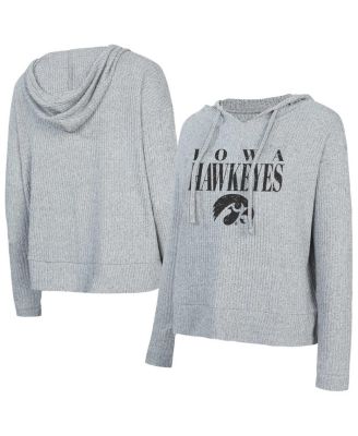 Concepts Sport - Women's Grey Iowa Hawkeyes Juniper Soft Modest Cropped Long Sleeve Hoodie Top