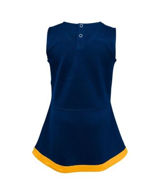 Girls Preschool 2-Piece Navy West Virginia Mountaineers Cheer Captain Jumper Dress and Bloomers Set