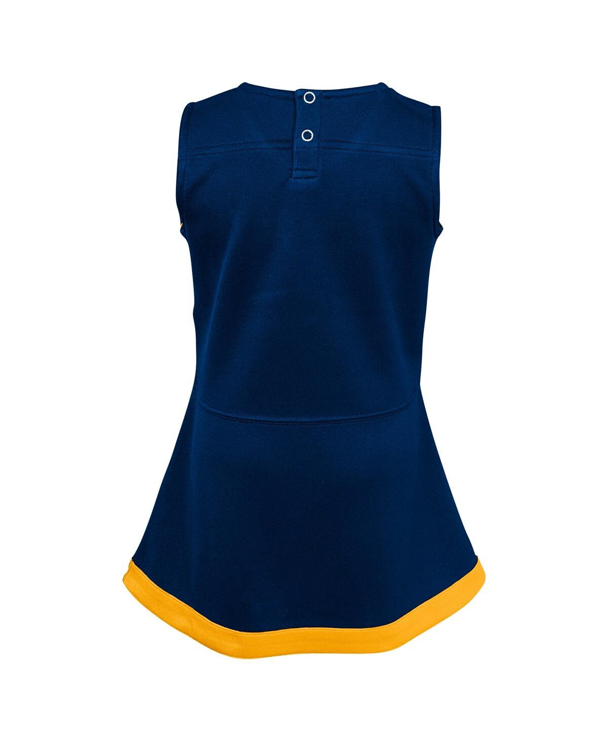 Outerstuff Girls Preschool 2-piece Navy West Virginia Mountaineers Cheer Captain Jumper Dress And Bloomers Set In Blue