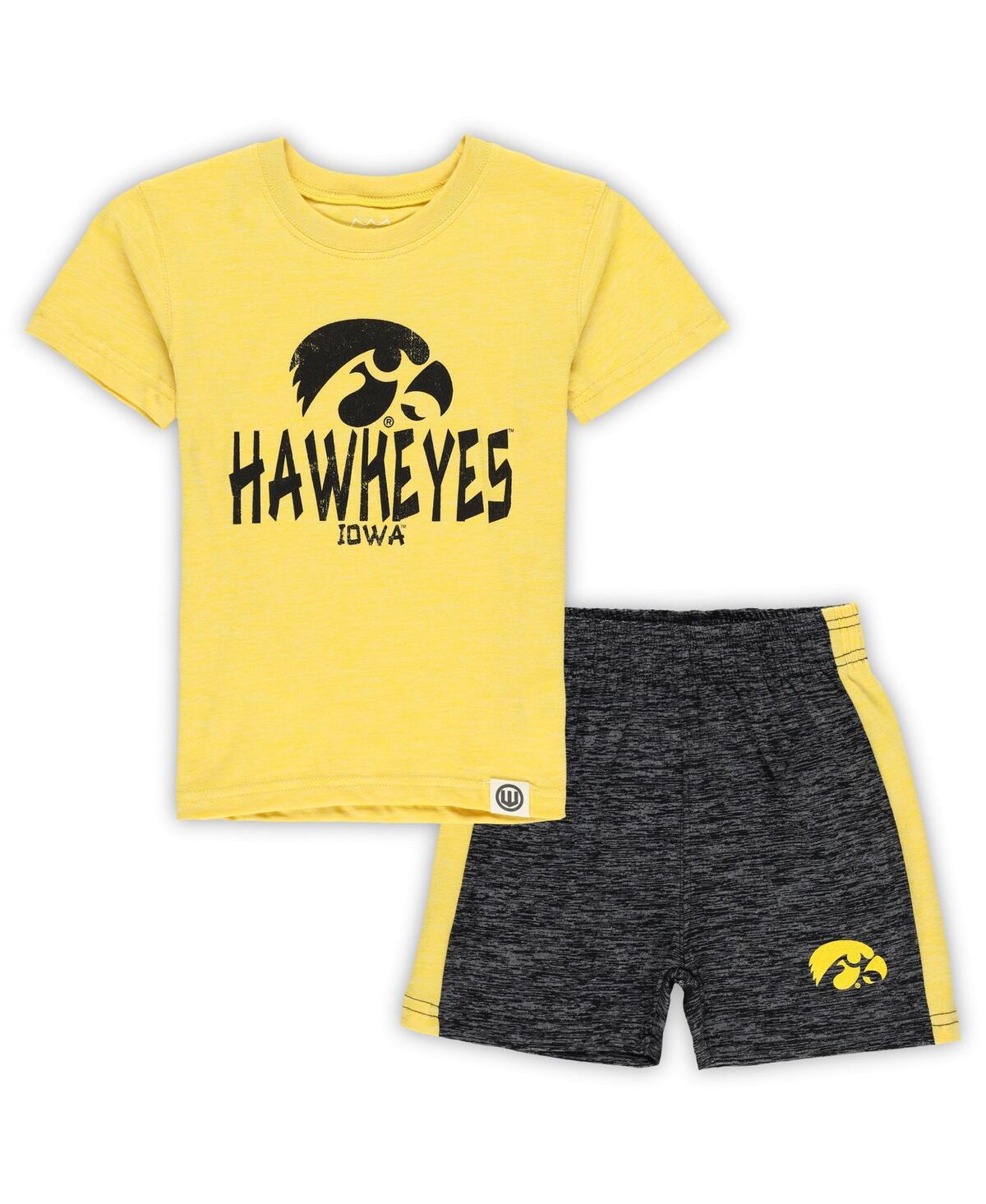 Wes & Willy 2-piece Toddler Iowa Hawkeyes Cloudy Yarn T-shirt And Shorts Set In Multi