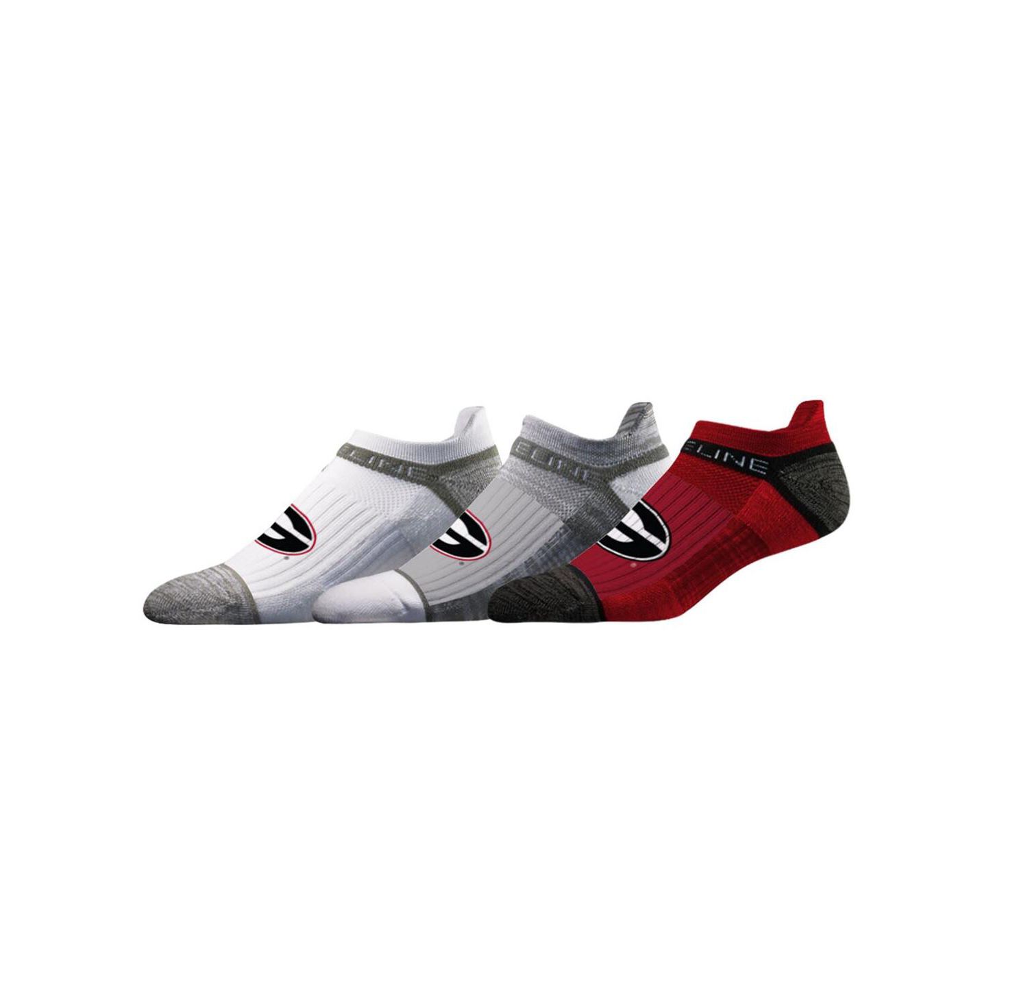 Stride line Men's and Women's Georgia Bulldogs Premium Low 3-Pack Ankle Socks Set