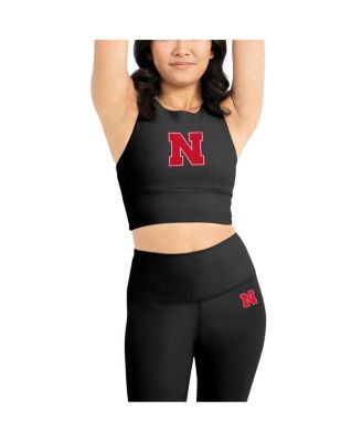 Kadi Brand - Women's Black Nebraska Huskers Buttery Soft Midi Bra and Leggings Set