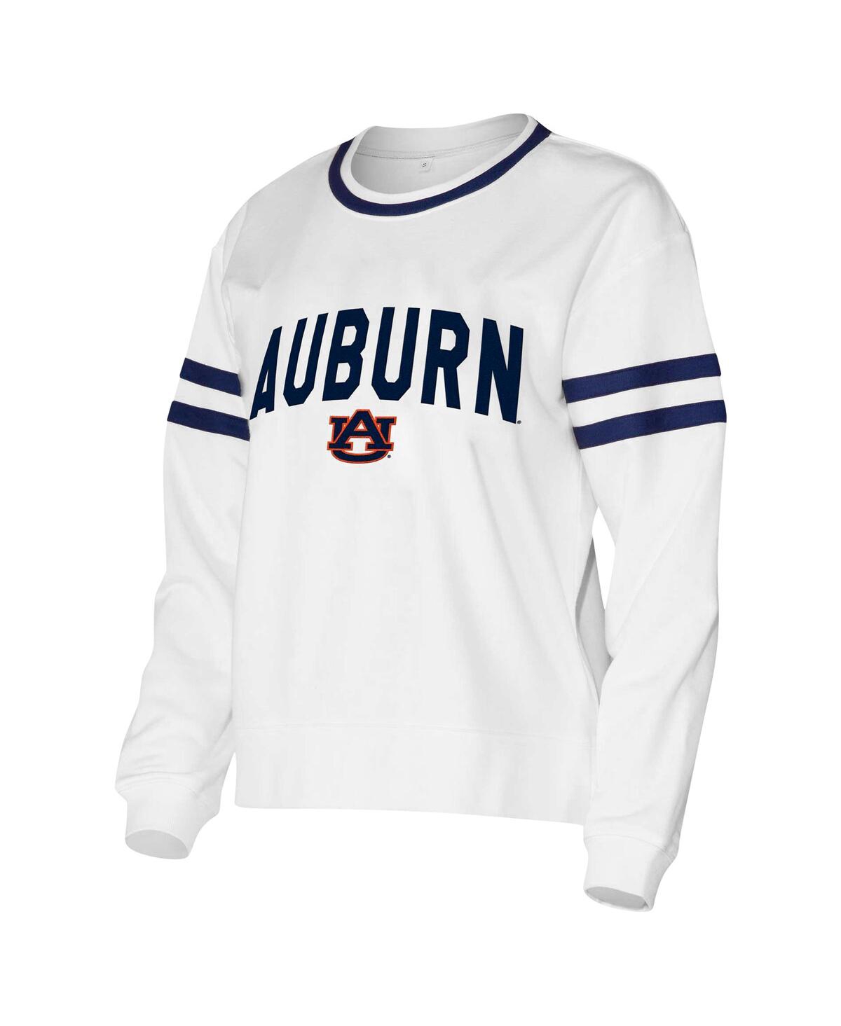 Concepts Sport Concept Sport Women's White Auburn Tigers Borough French Terry Arch Over Long Sleeve Top In White