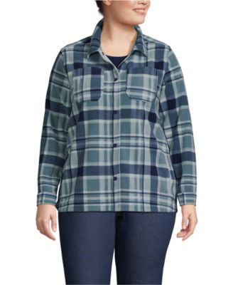Plus Size Print Anyweather Fleece Shirt Jacket