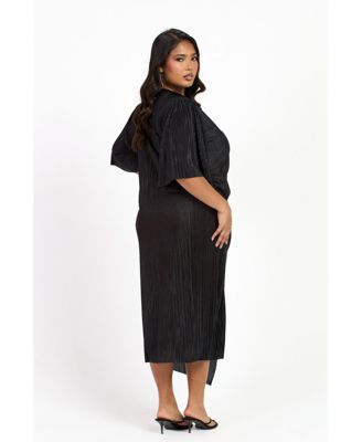 Women's Ruched Side Flutter Sleeve Midi Dress