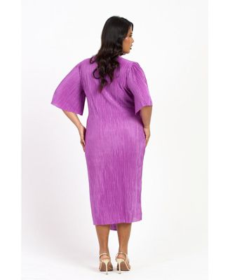 Women's FASHION-SZN Ruched Side Flutter Sleeve Midi Dress