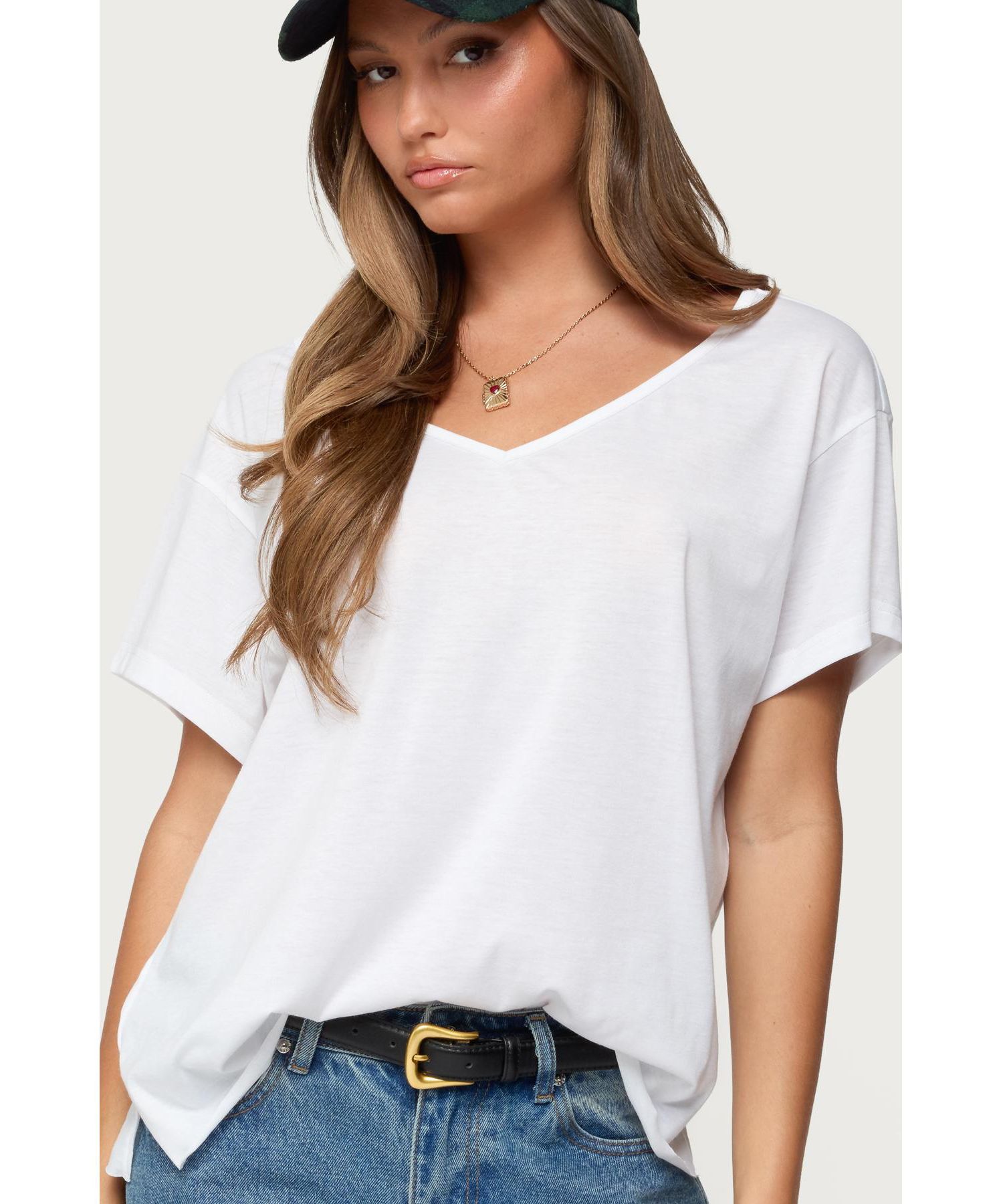 Womens Sonora Oversized V Neck T Shirt