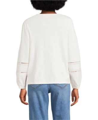 Women's Long Sleeve Slub Pintuck Top