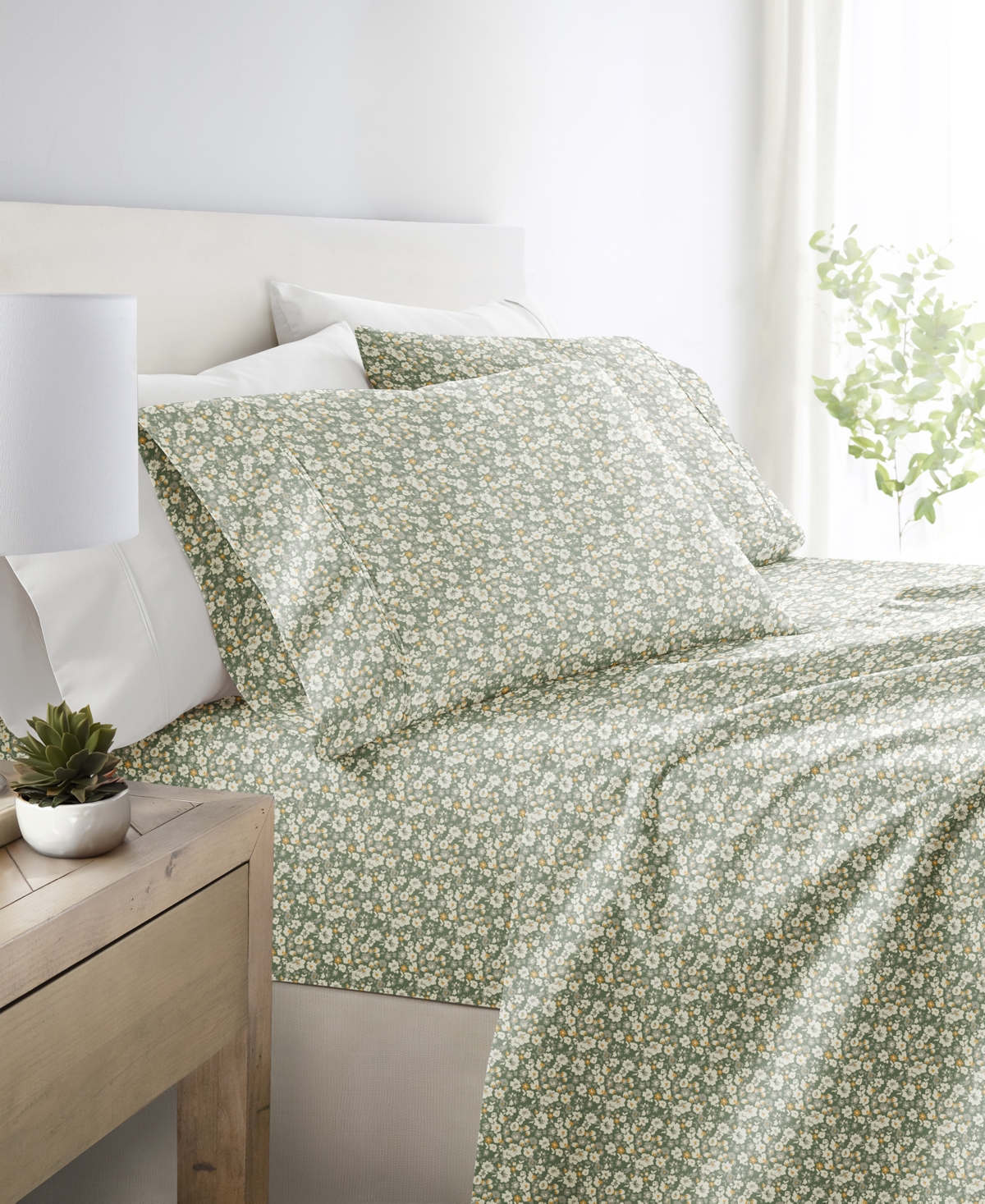 Ienjoy Home Delicate Blossoms 3-p.c. Sheet Set, Twin In Green