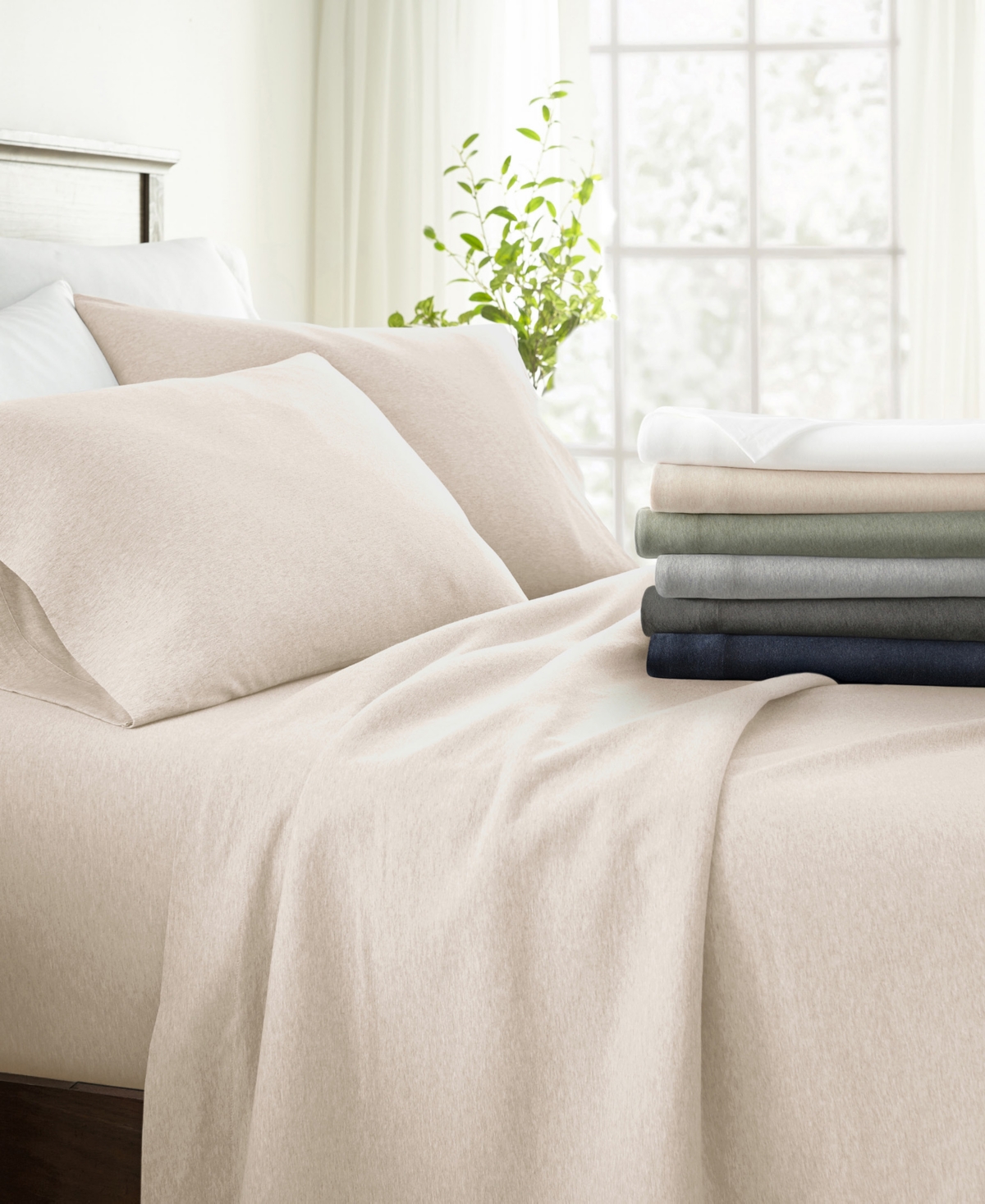 Ienjoy Home Jersey Cotton 3-pc. Sheet Set, Twin In Pink