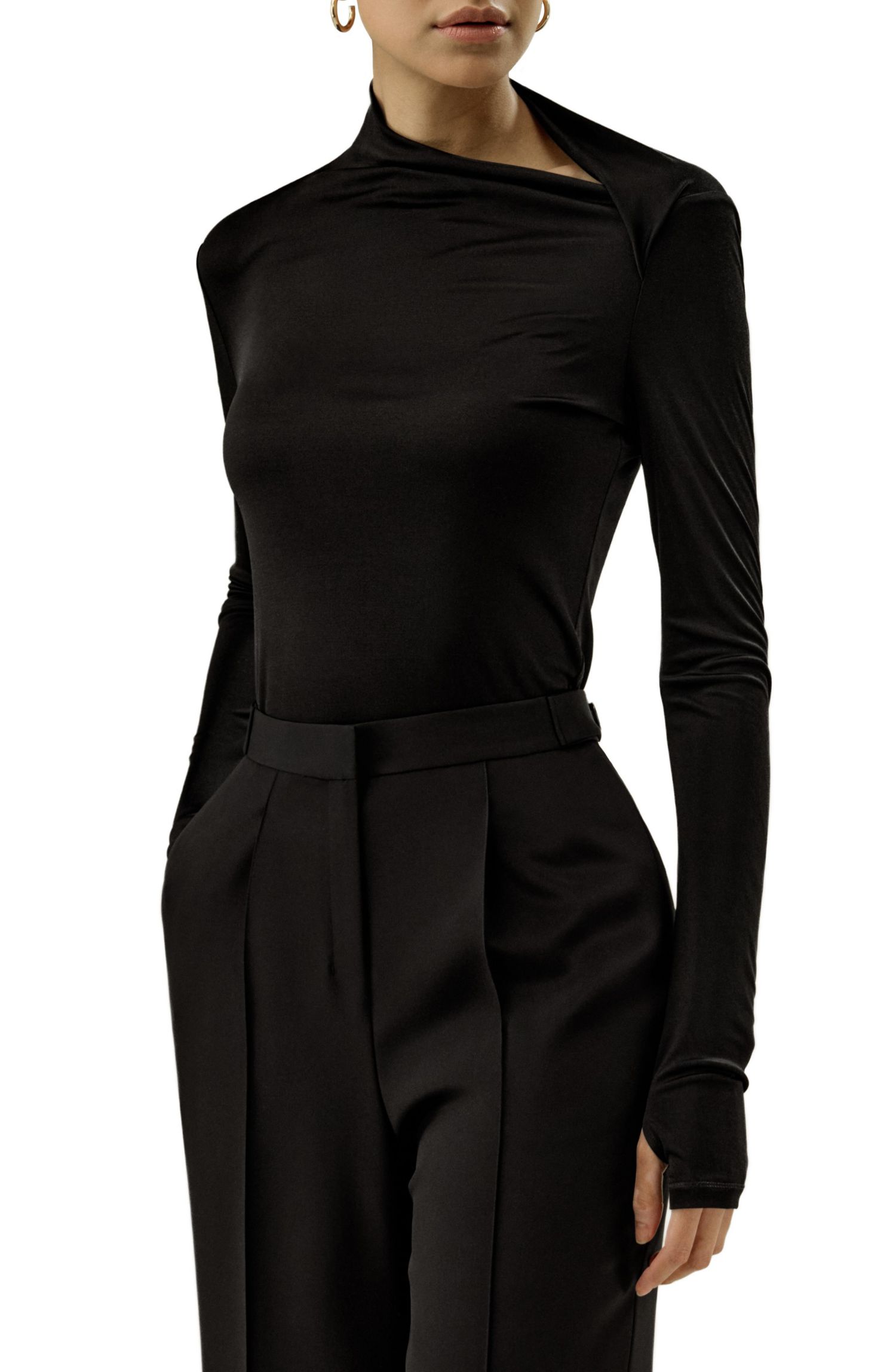 Women's Silk Jersey Slim Fitted Long Sleeve Top