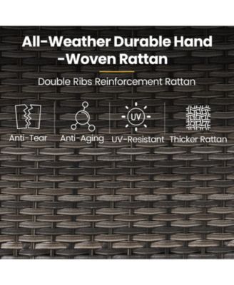 LunaCurve Wicker 3-Piece Outdoor Swivel Glider Set Outdoor Conversation Set with 5 in. Thick Cushions