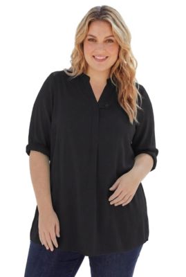 Women's Within Rayon 7-Day Three-Quarter Sleeve Tab-Front Tunic Top