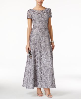 Alex Evenings Petite Rosette Lace A-Line Gown - Dresses - Women - Macy's