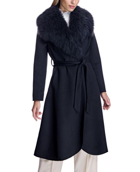 Женские куртки Julia & Stella By Maximilian Women's Fur-Trimmed Wrap Coat